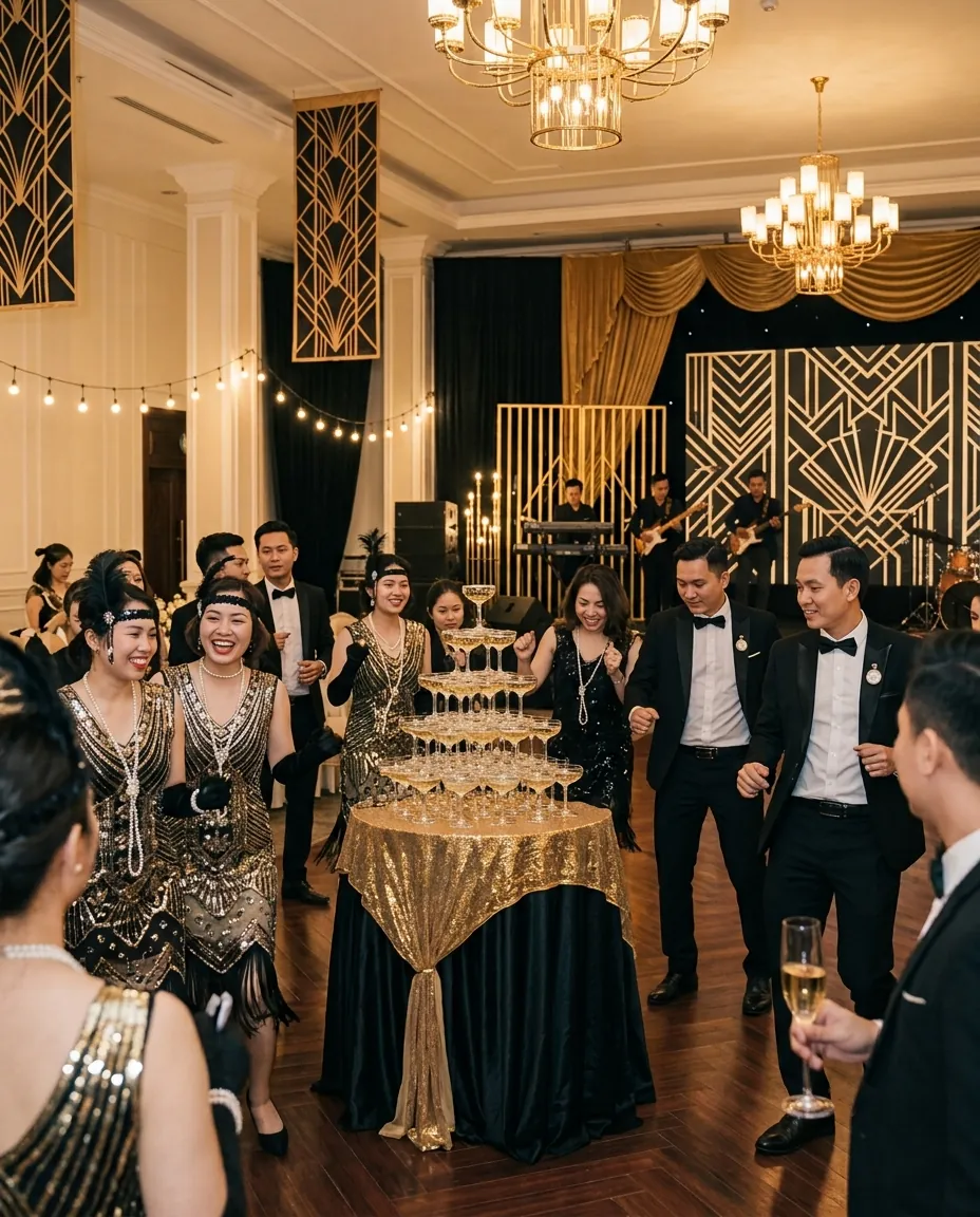 Tiệc theo chủ đề Gatsby với trang phục thập niên 1920